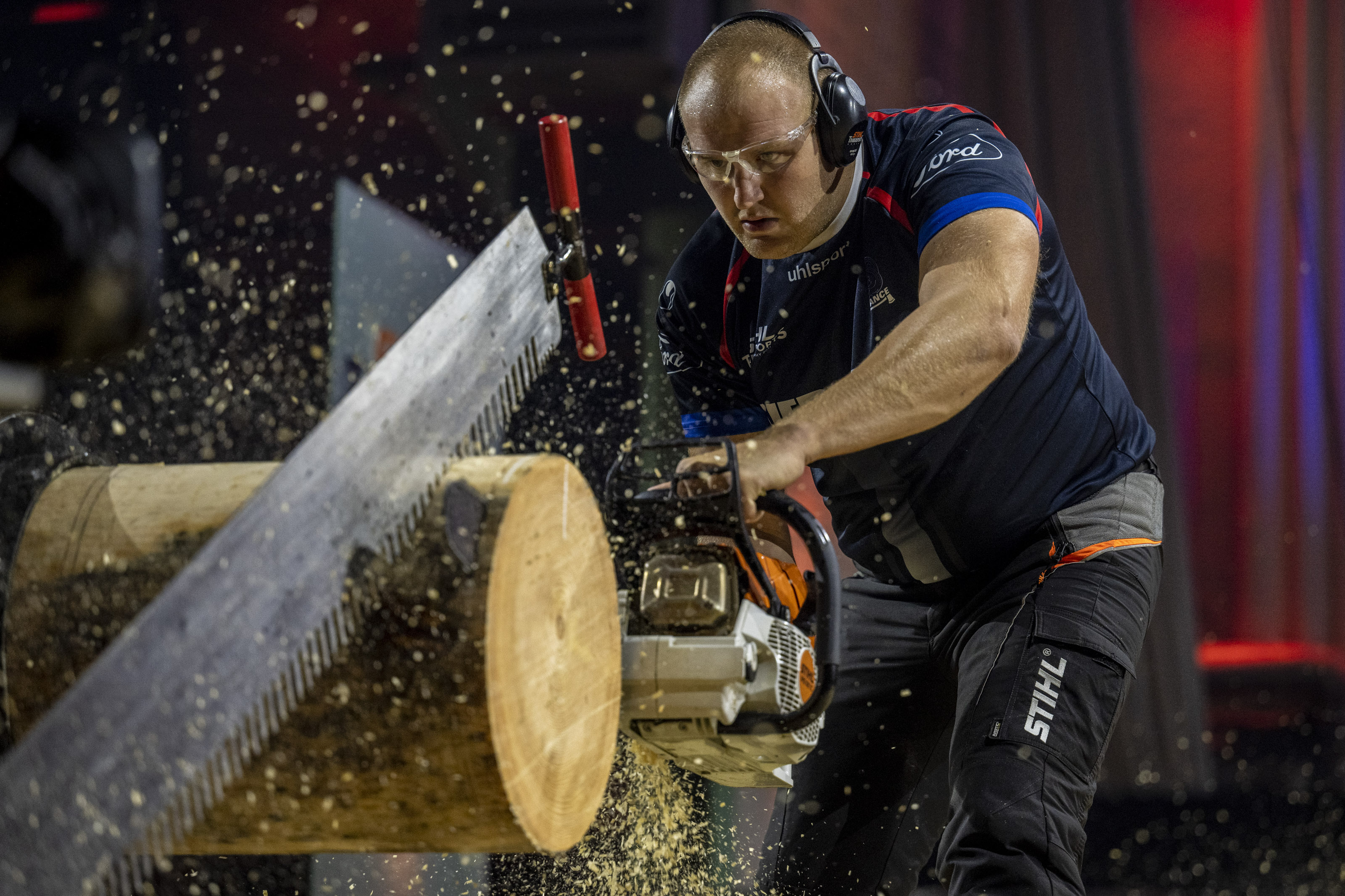 The reigning French champion Pierre Puybaret at the Stock Saw.