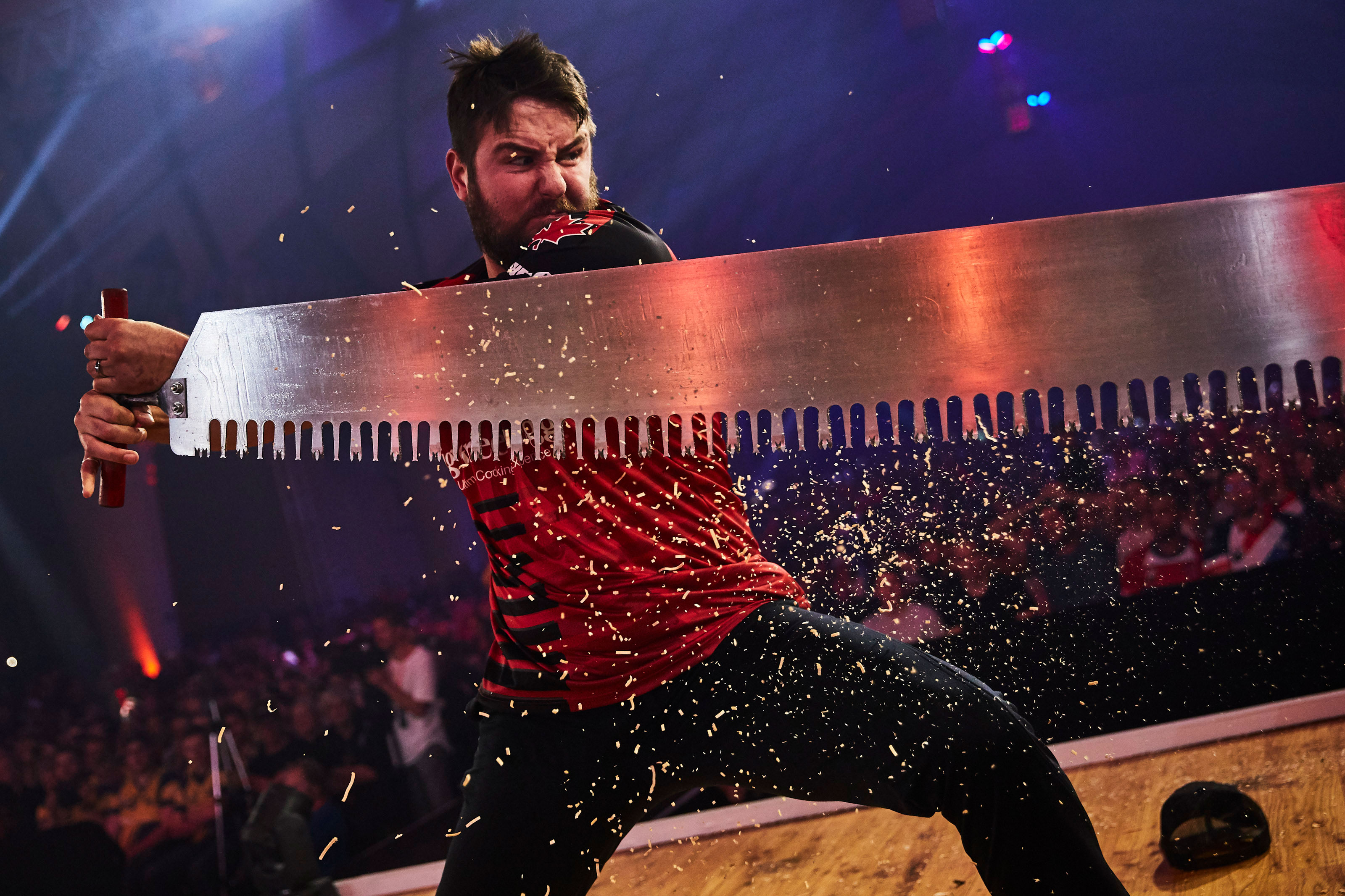 STIHL TIMBERSPORTS® athlete Ben Cumberland from Canada at the 2019 Individual World Championship in Prague during the Single Buck 