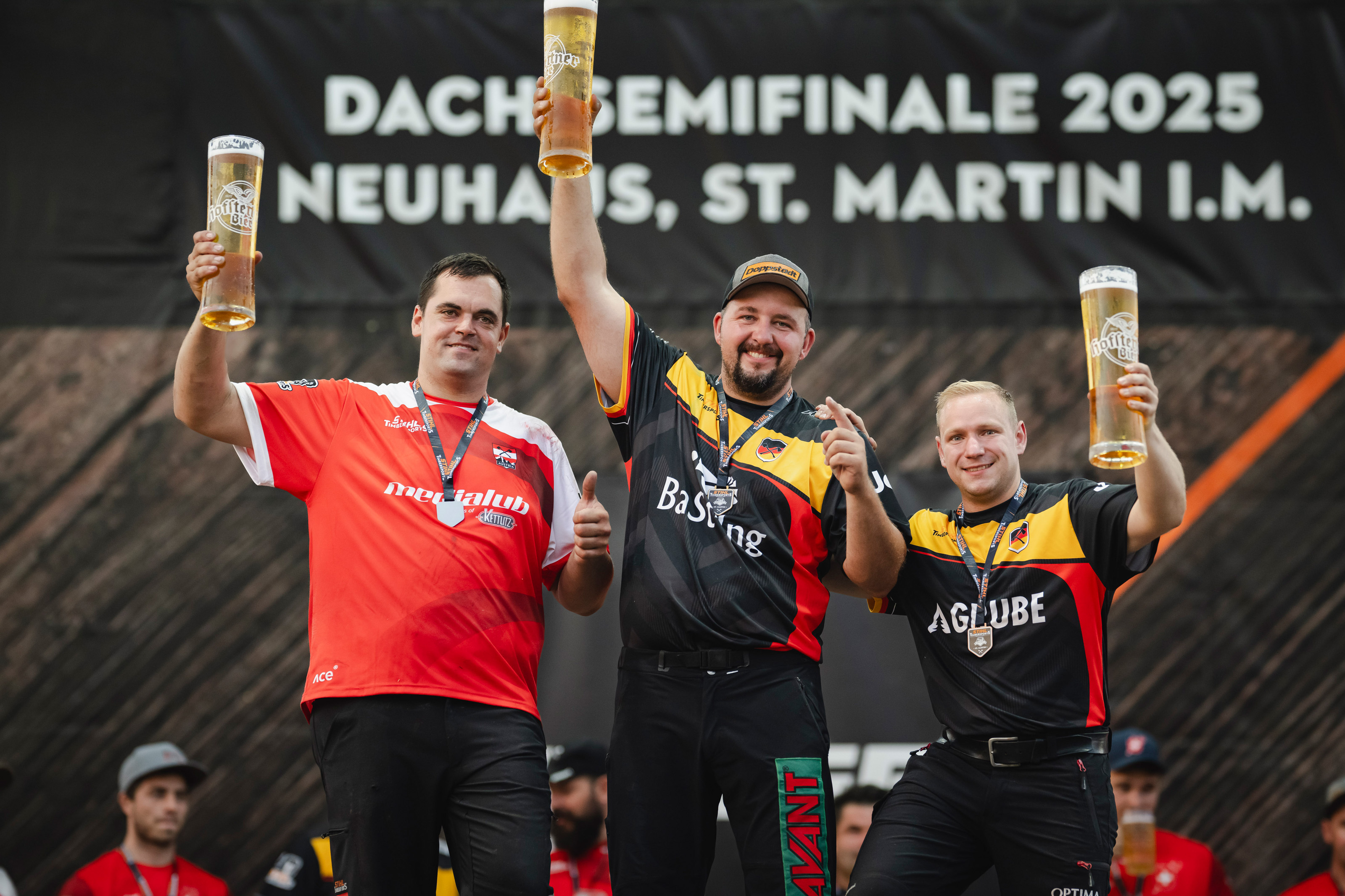 Das Podium des dritten DACH-Semifinales. Armin Kugler (l.), Danny Martin (m.) und Florian Hägele (r.).