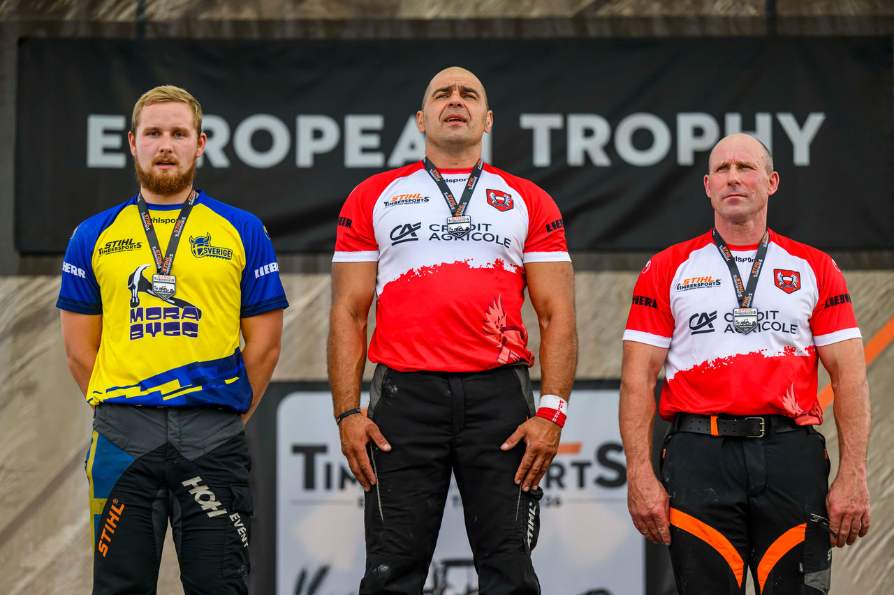 This year’s European Trophy podium: Michał Dubicki (centre) ahead of Sweden’s Emil Hansson (left) and his compatriot Jacek Groenwald.